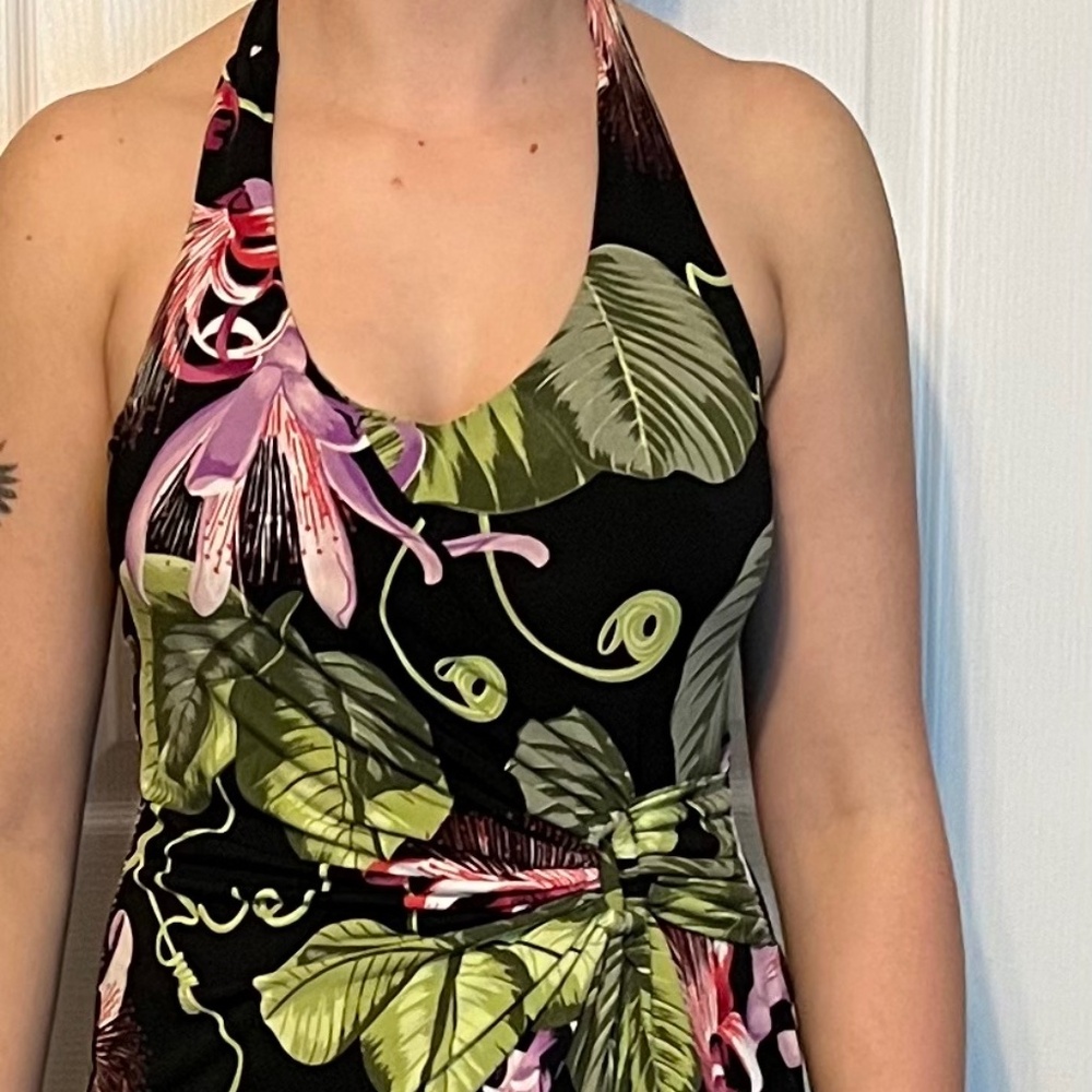 Tommy Bahamas tropical floral halter top dress beautiful feels great xxs party